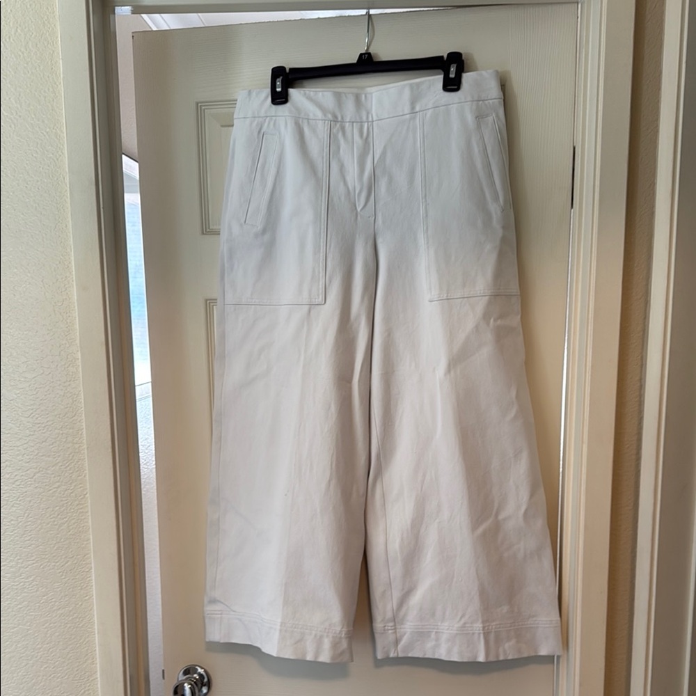 SPANX White High-Waisted Capri Pants Wide-Leg